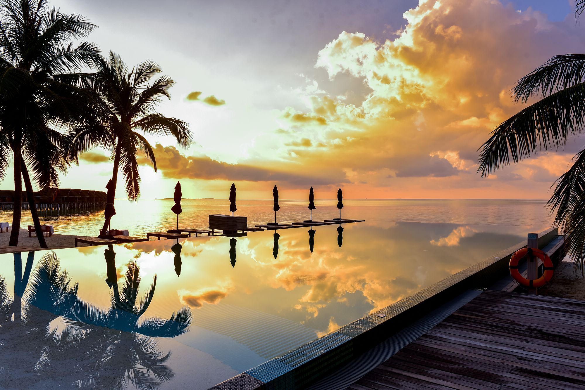 Infinity pool at golden hour