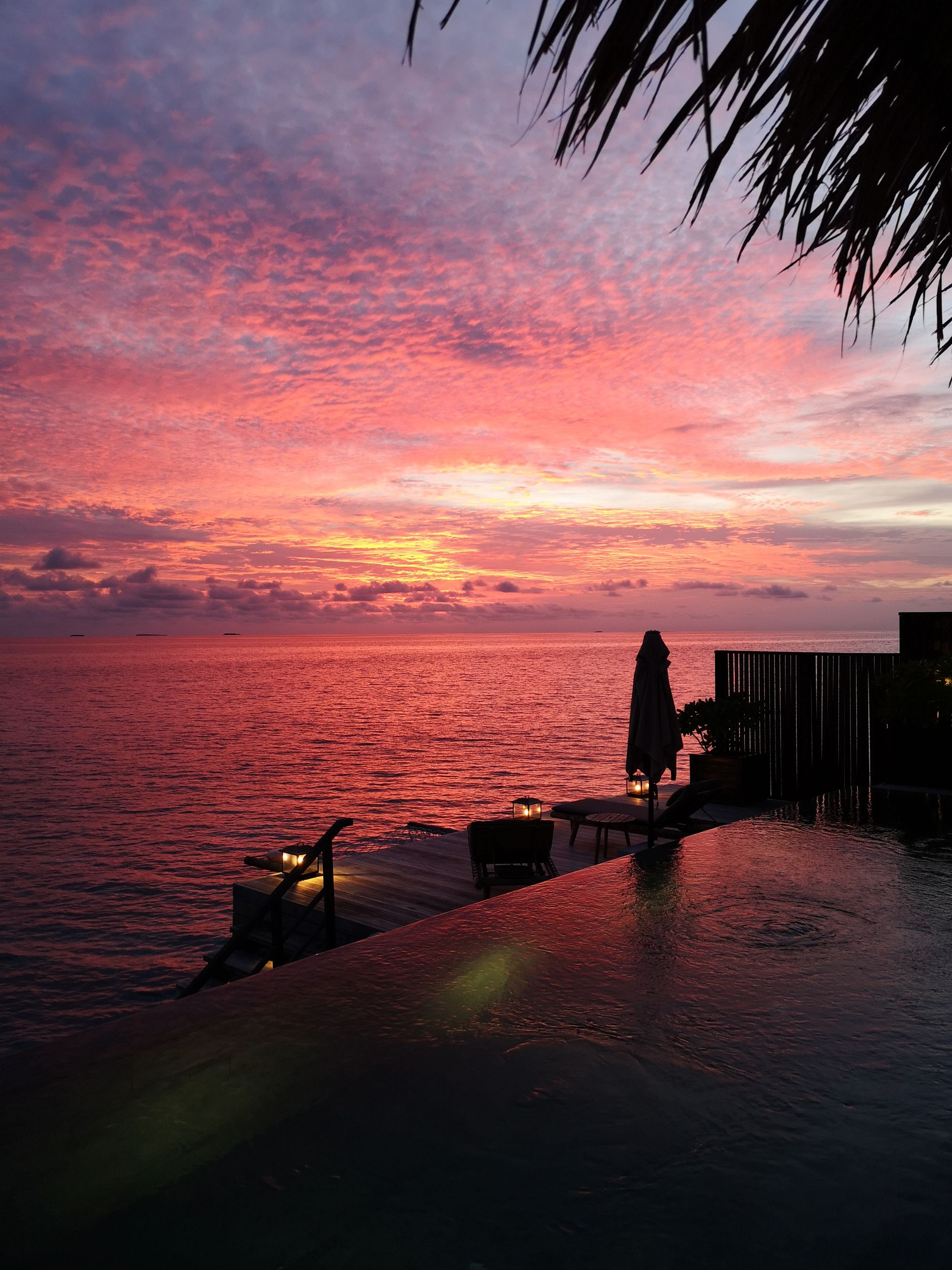 Pink sunset from the pool deck